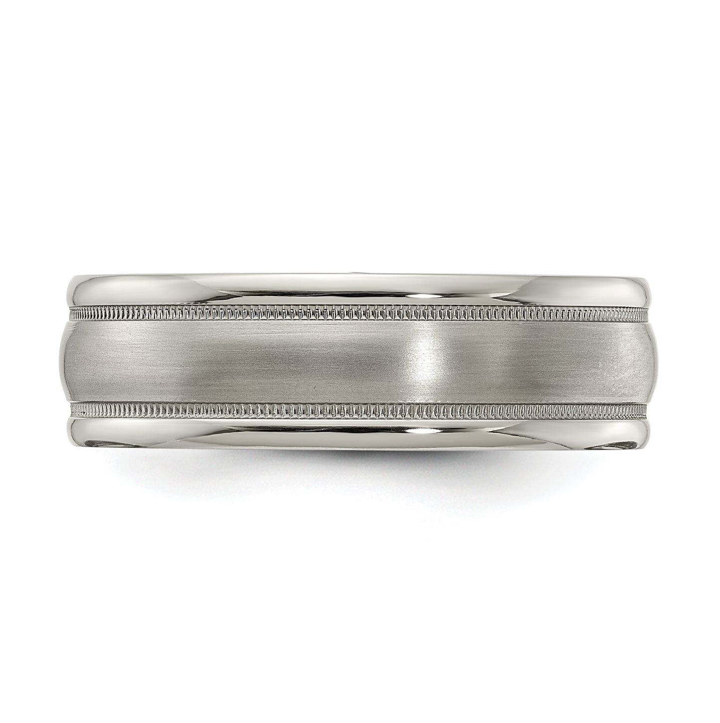 Edward Mirell Titanium Brushed & Polished Tri Dome Milgrain 7mm Band, Size 12