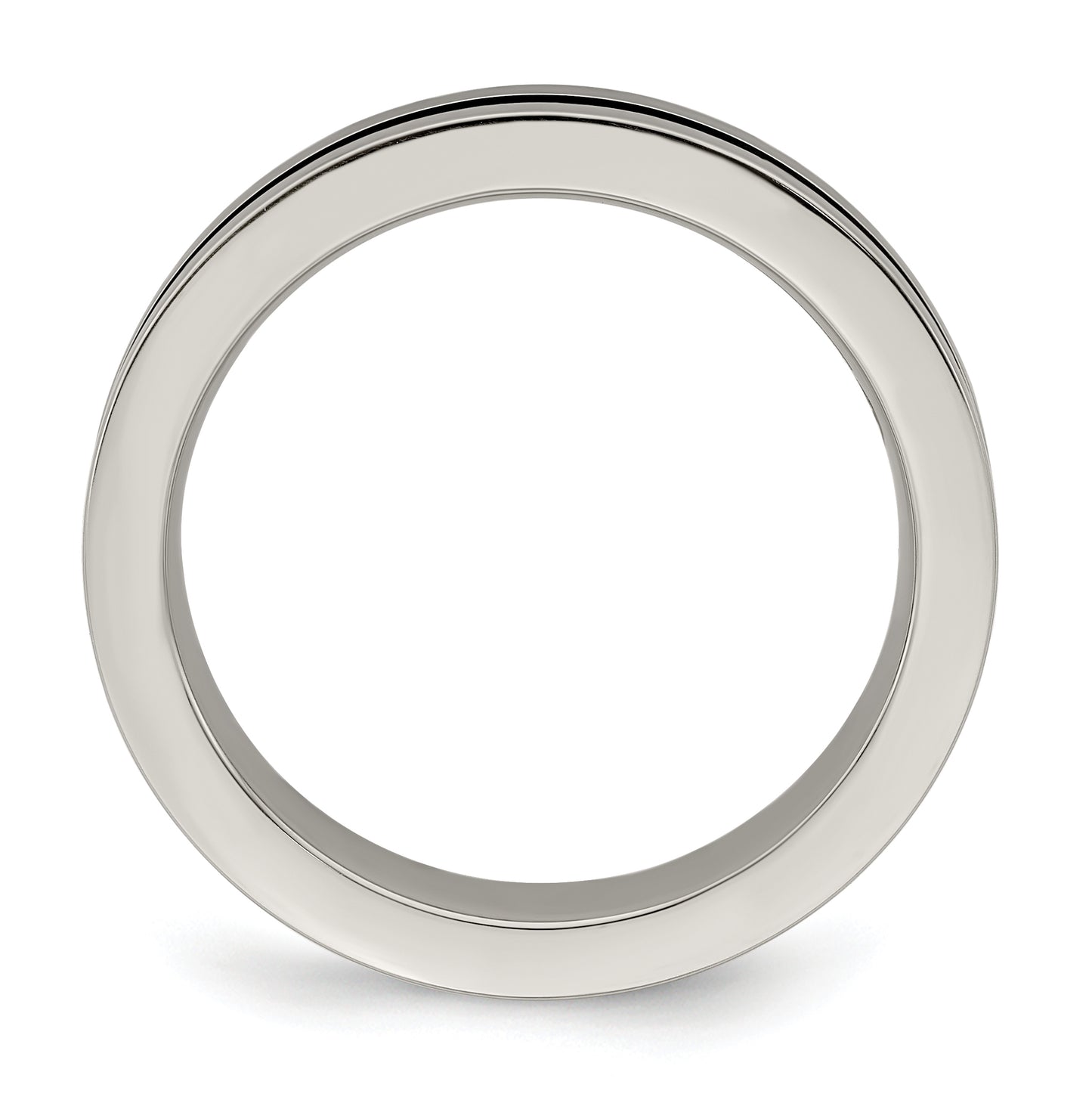 Edward Mirell Gray Titanium Rainbow Anodized Grooved Flat 4mm Band, Size 5