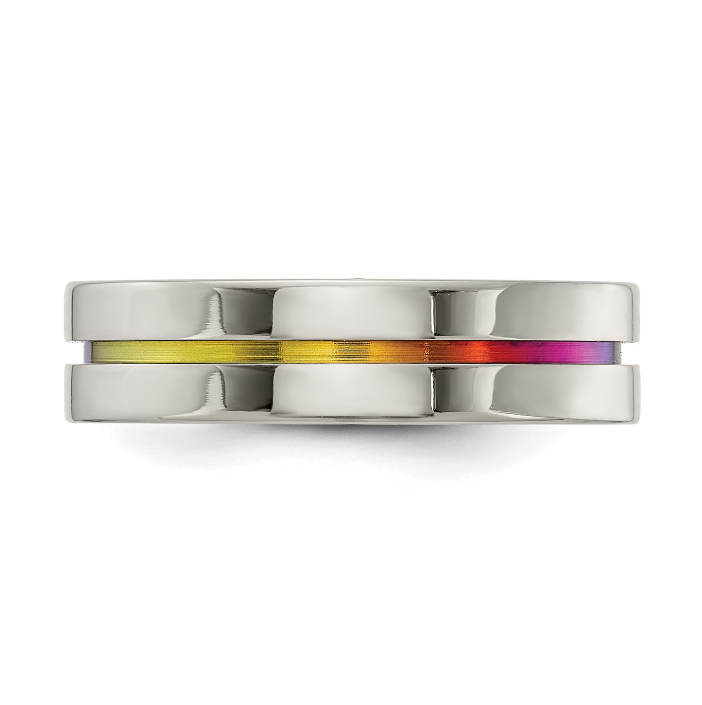 Edward Mirell Gray Titanium Multi-Anodized Flat 6mm Band, Size 8