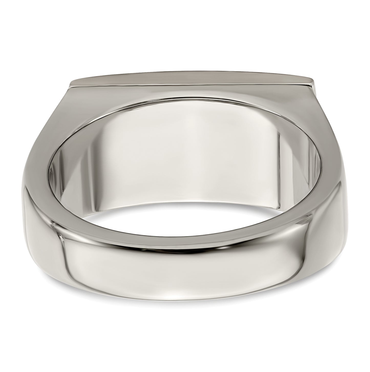 Edward Mirell Titanium Brown Leather Insert Polished Ring, Size 12