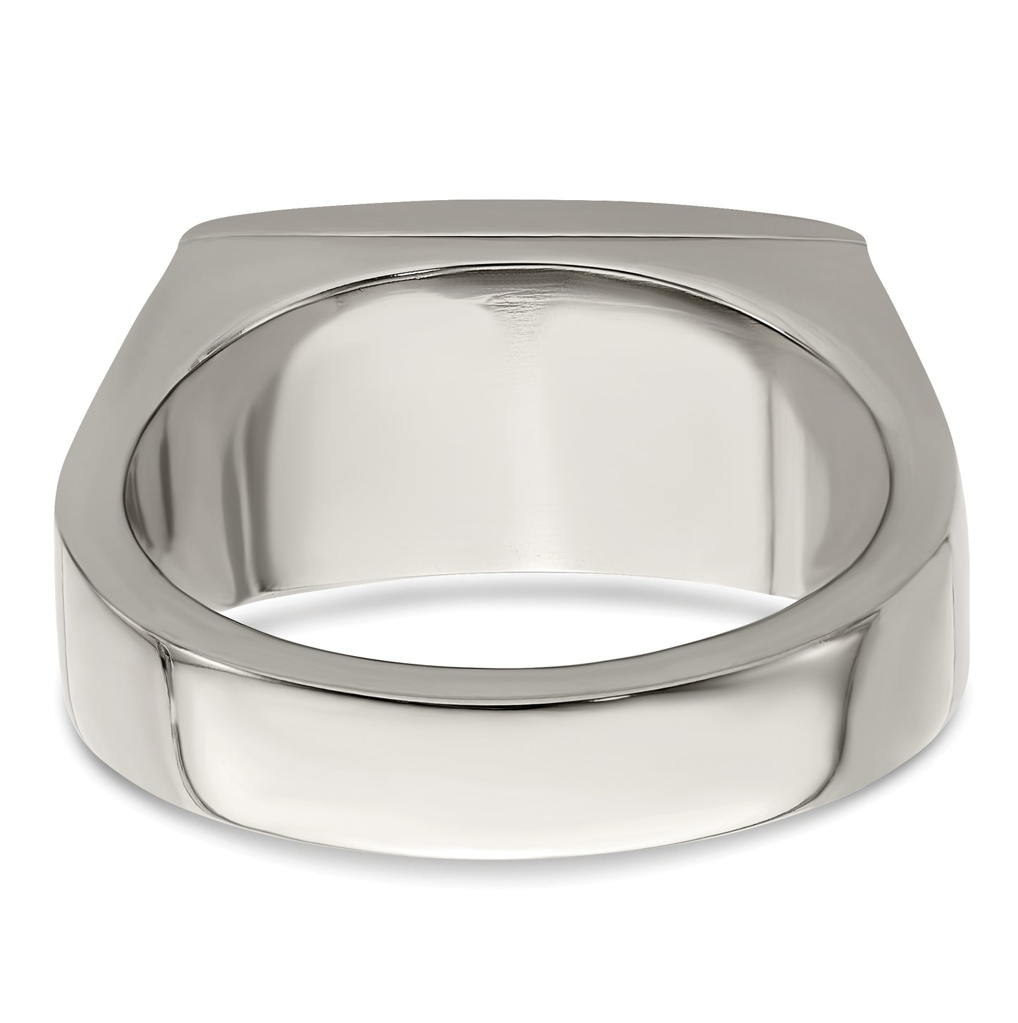 Edward Mirell Titanium Black Leather Insert Polished Ring, Size 12