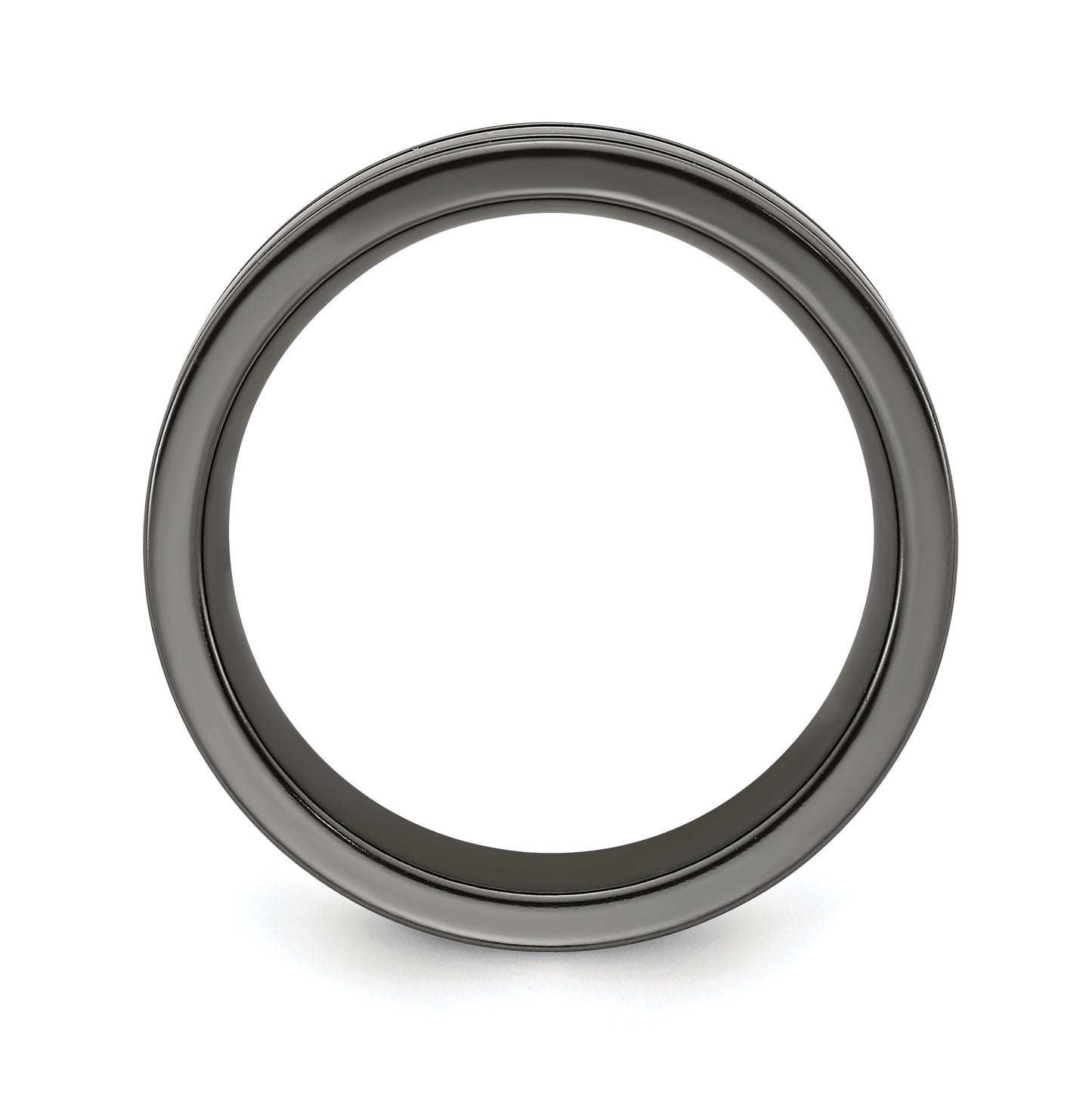 Edward Mirell Black Titanium Grooved Blue Anodized 8mm Band, Size 9