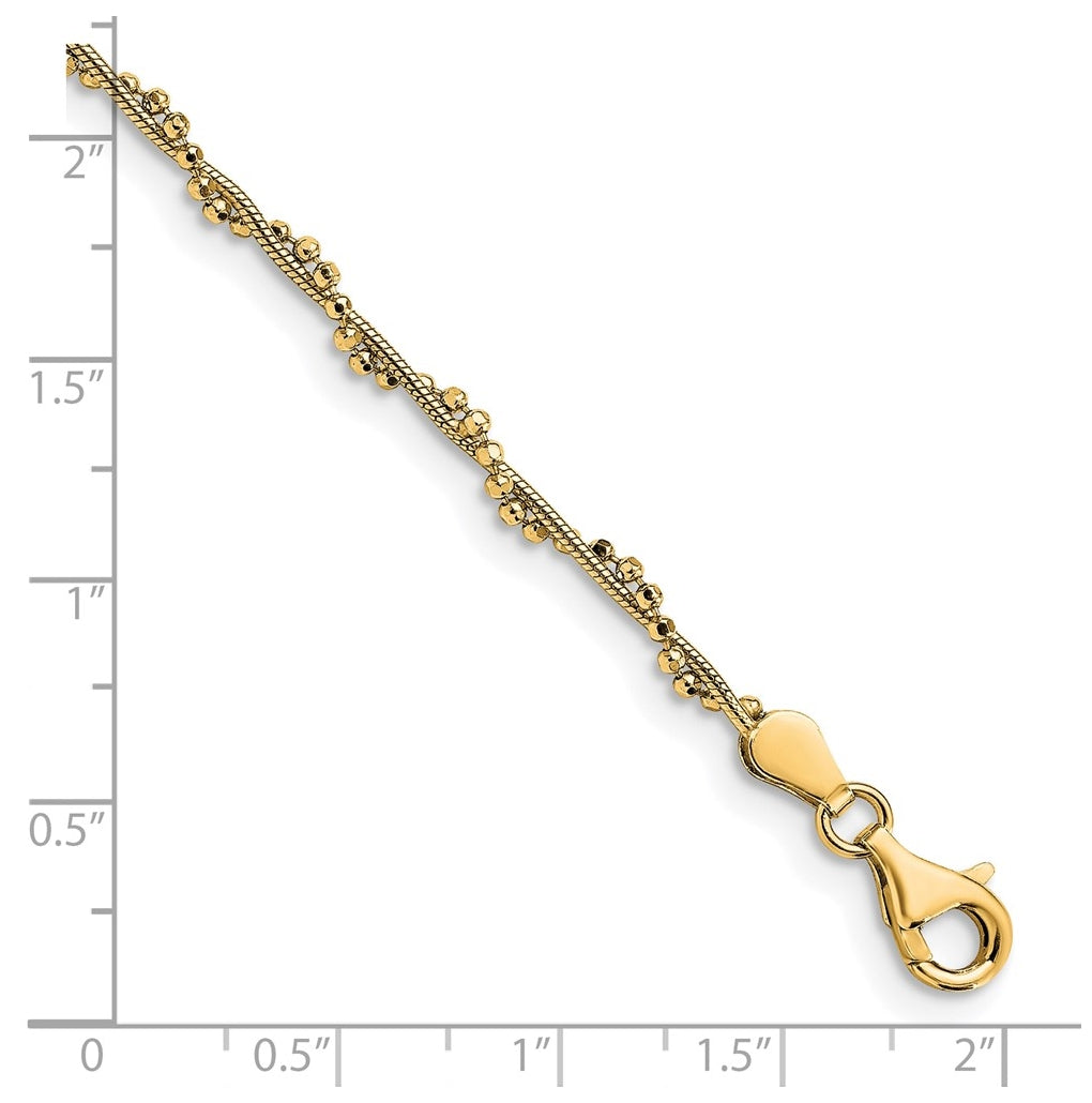 Sterling Silver Gold-plated Twist 10 inch Plus 1 inch Extender - Total 11 inch Anklet