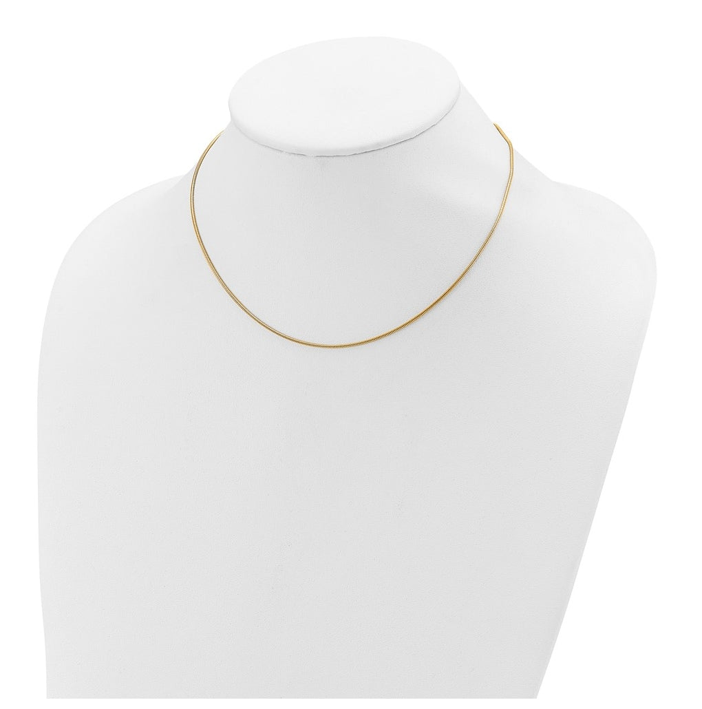 Sterling SIlver Gold Plated 1.1mm Round Snake 1in+1in Adjustable Chain