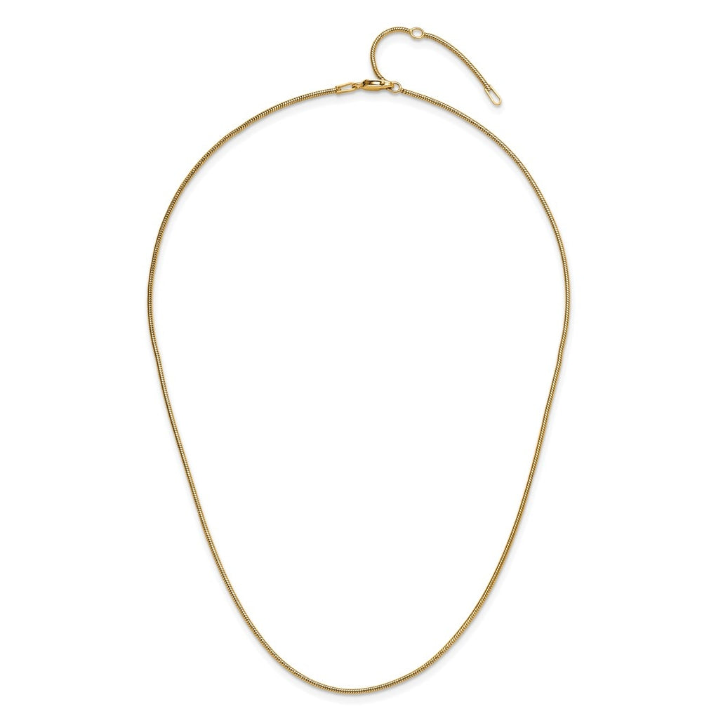 Sterling SIlver Gold Plated 1.1mm Round Snake 1in+1in Adjustable Chain