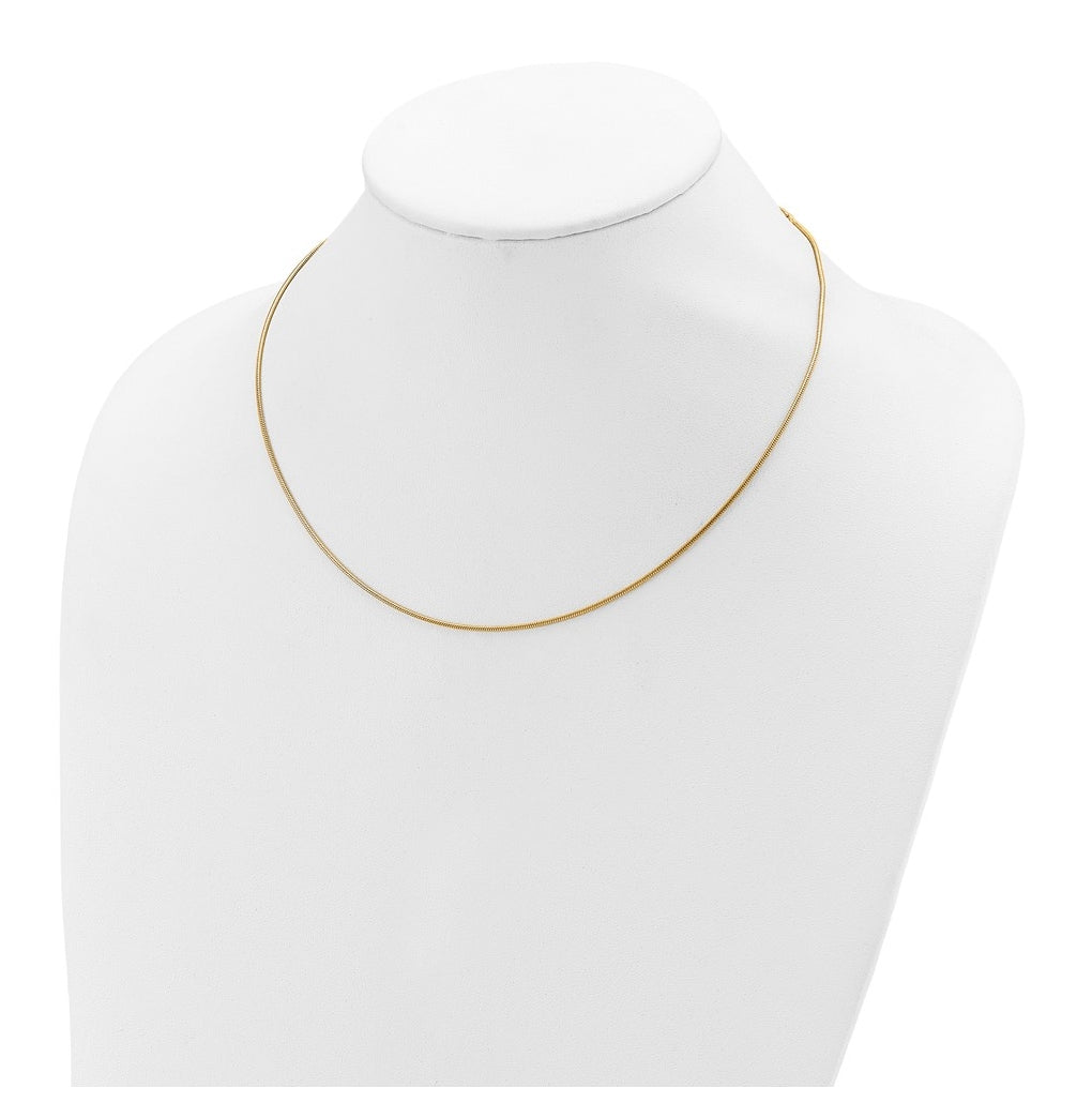 Sterling SIlver Gold Plated 1.1mm Round Snake 1in+1in Adjustable Chain
