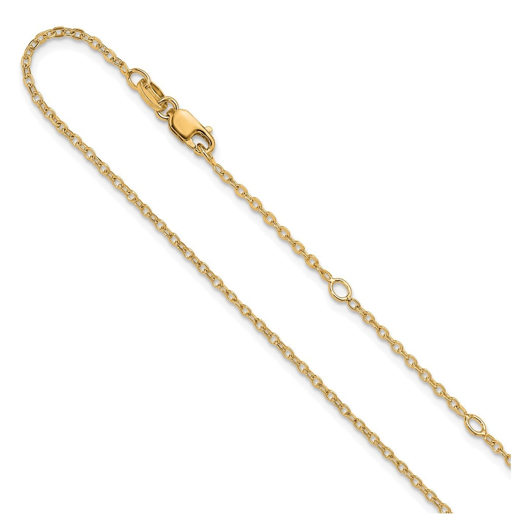 Sterling SIlver Or Rose Gold Plated Polished/Dia-cut 1.4mm Cable 1in+1in Adjustable Chain