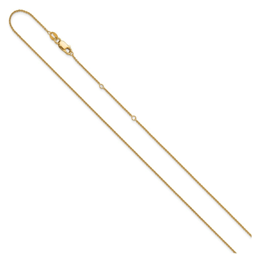 Sterling SIlver Gold Plated 1.1mm Rolo 1in+1in Adjustable Chain