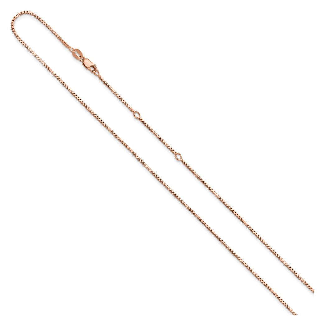 Sterling SIlver Or Rose Gold Plated 1.1mm Box 1in+1in Adjustable Chain
