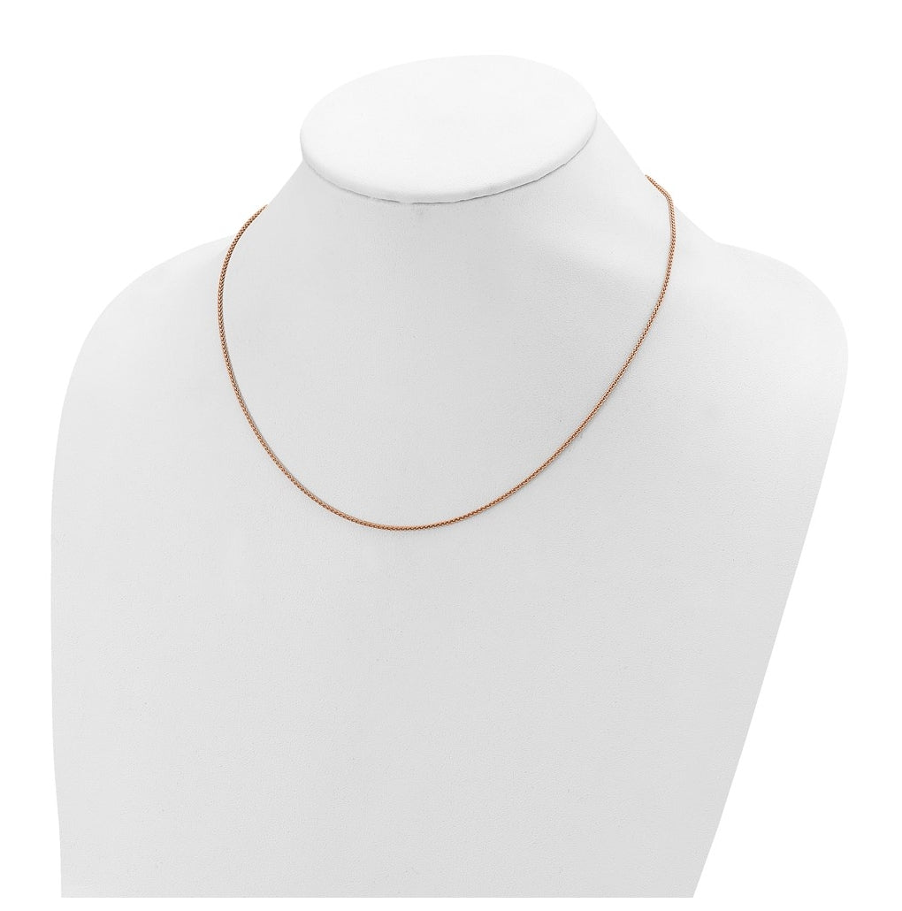 Sterling SIlver Rose Gold Plated 1.3mm Spiga 1in+1in Adjustable Chain