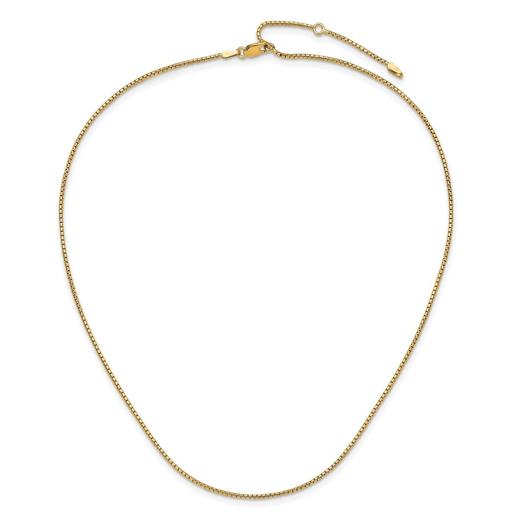 Sterling SIlver Gold Plated 1.2mm Round Box 1in+1in Adjustable Chain