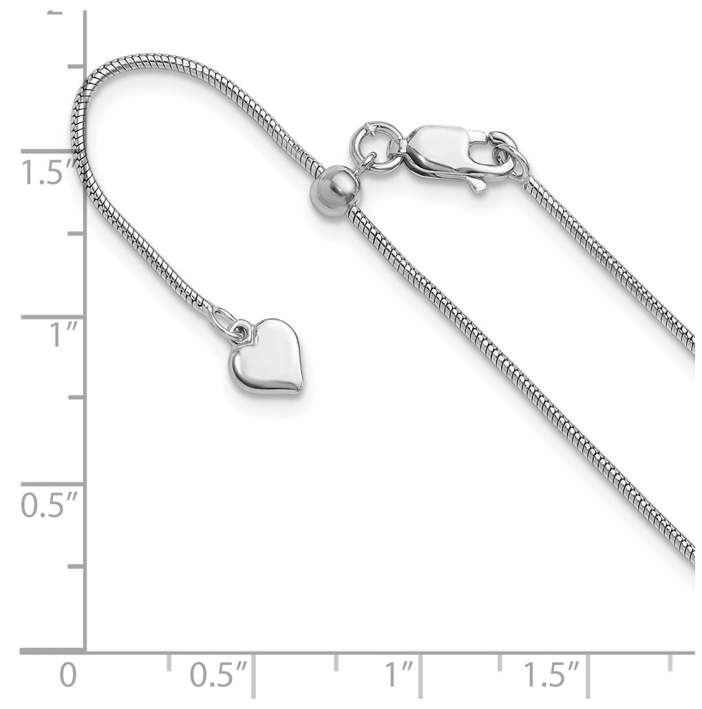 Leslie's Sterling Silver Rhodium-plated Adjustable 1.1mm Snake Chain – Elegant Jewelry Gift for Birthday, Anniversary, Engagement, Wedding