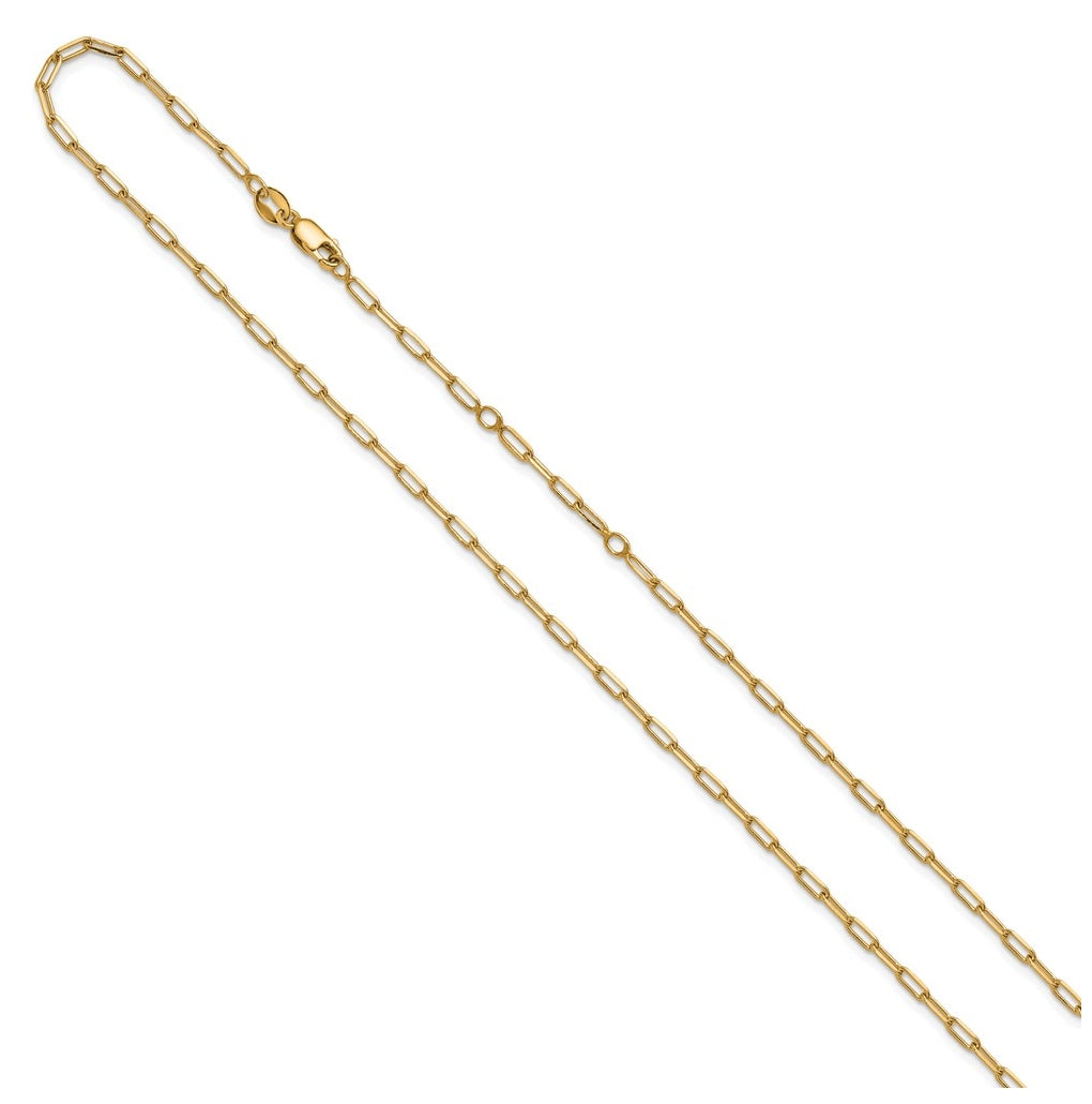 Sterling SIlver Gold Plated 2.3mm Paperclip 1in+1in Adjustable Chain
