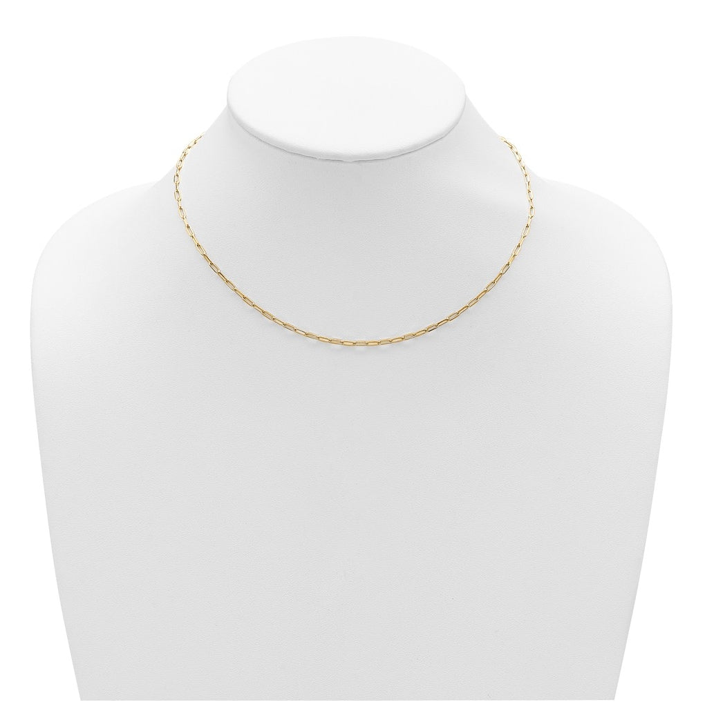 Sterling SIlver Gold Plated 2.3mm Paperclip 1in+1in Adjustable Chain