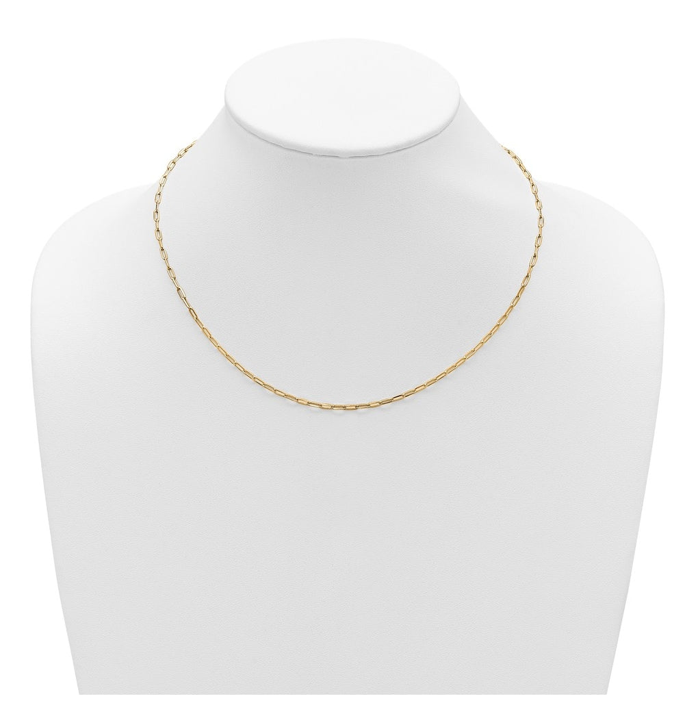 Sterling SIlver Gold Plated 2.3mm Paperclip 1in+1in Adjustable Chain
