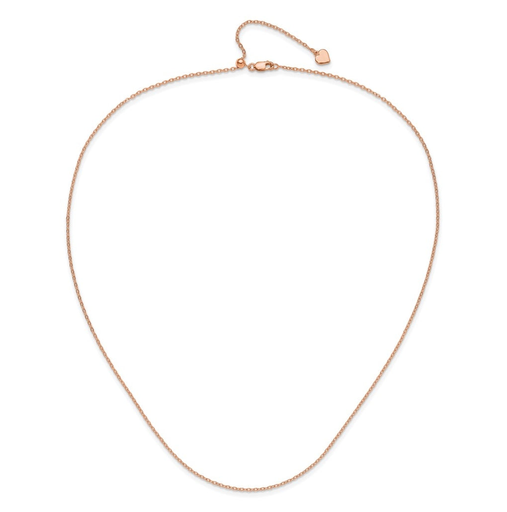 Sterling SIlver Rose Gold Plated Adjustable 1.4mm Cable Chain
