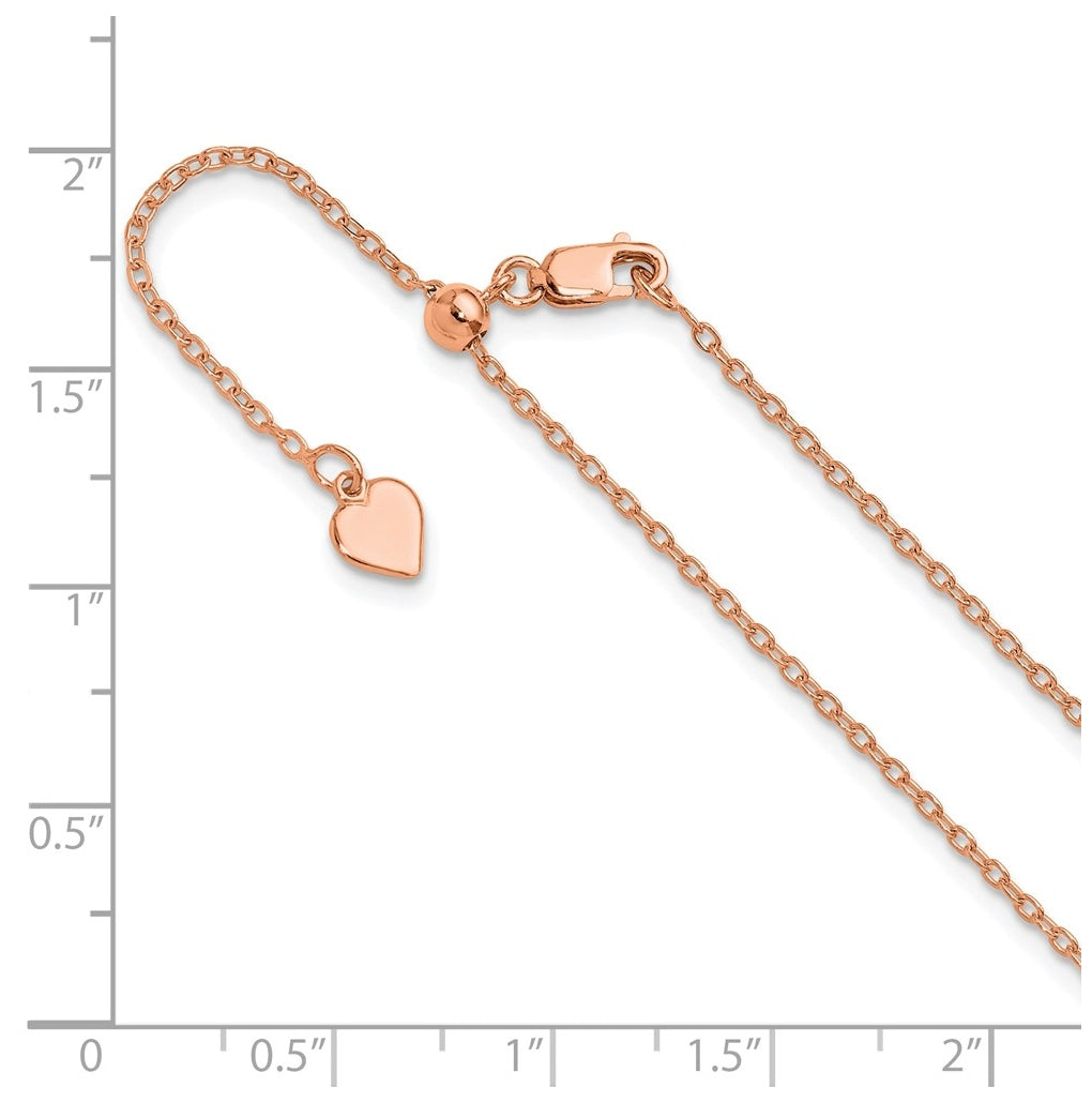 Sterling SIlver Rose Gold Plated Adjustable 1.4mm Cable Chain