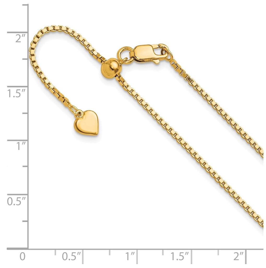 Sterling SIlver Gold Plated Adjustable 1.3mm Box Chain