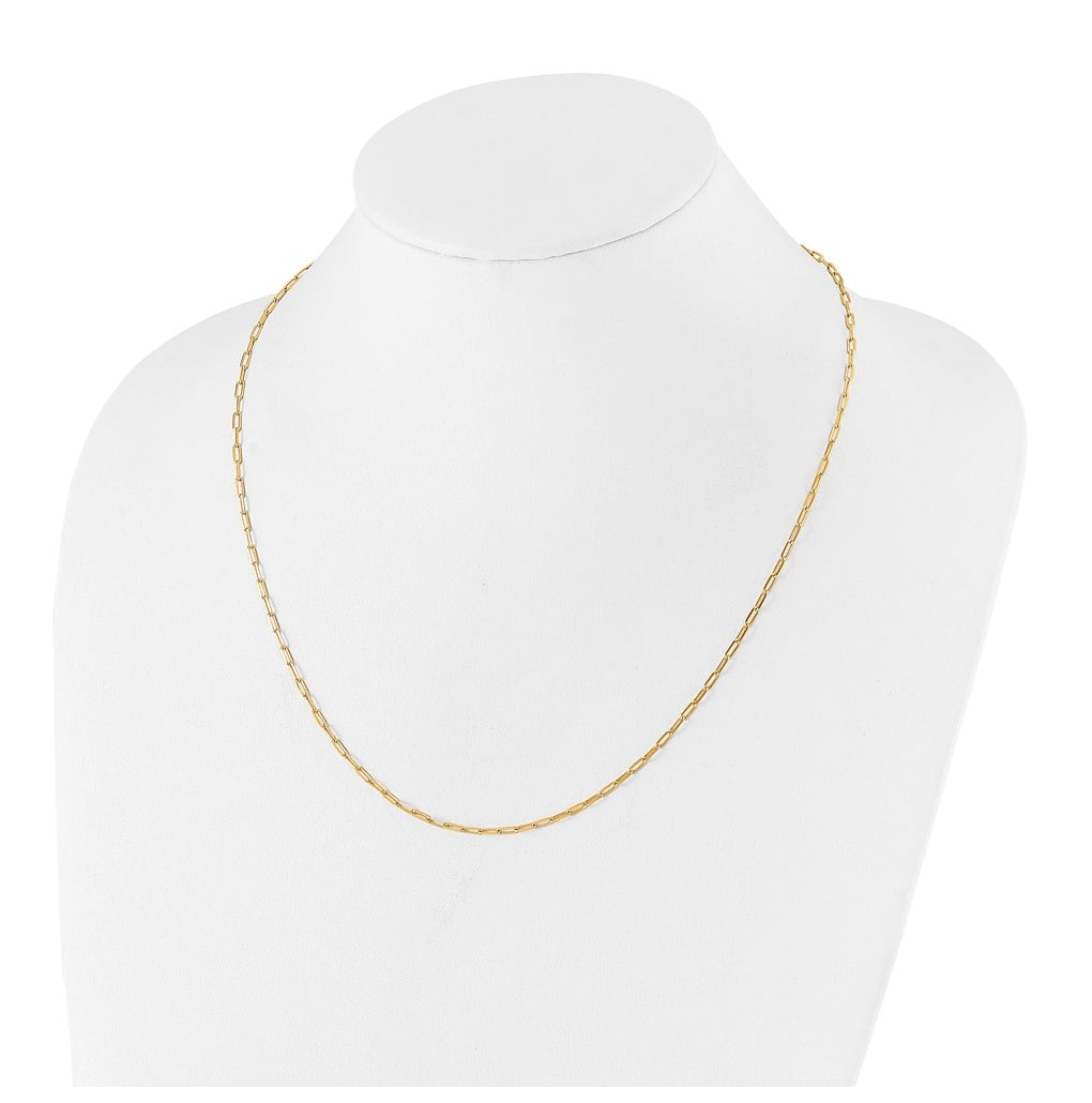 Sterling SIlver Gold Plated Adjustable 2mm Paperclip Flat Oval Link Chain