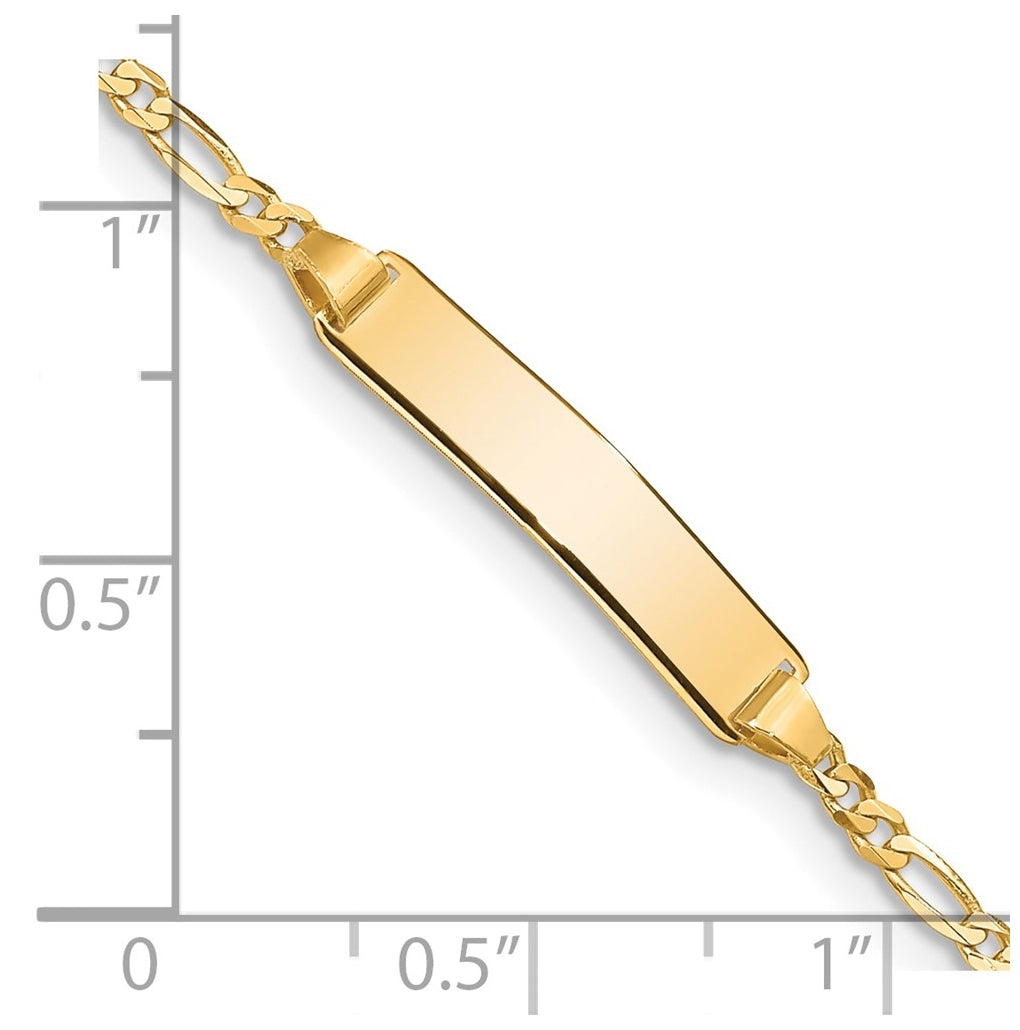 14k Yellow Gold Polished Solid Chain/Solid Plate Figaro Link 19x4mm Plate 5.5 inch Baby/Child ID Bracelet