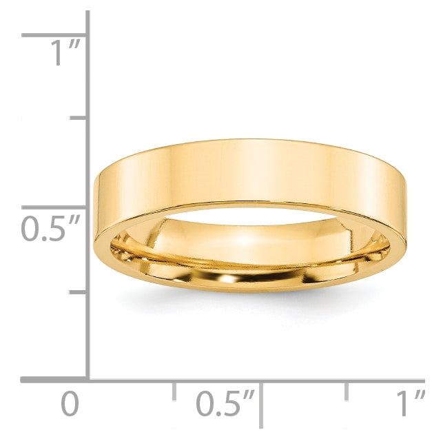 14k Yellow Gold 5mm Standard Weight Flat Comfort Fit Wedding Band Size 4.5