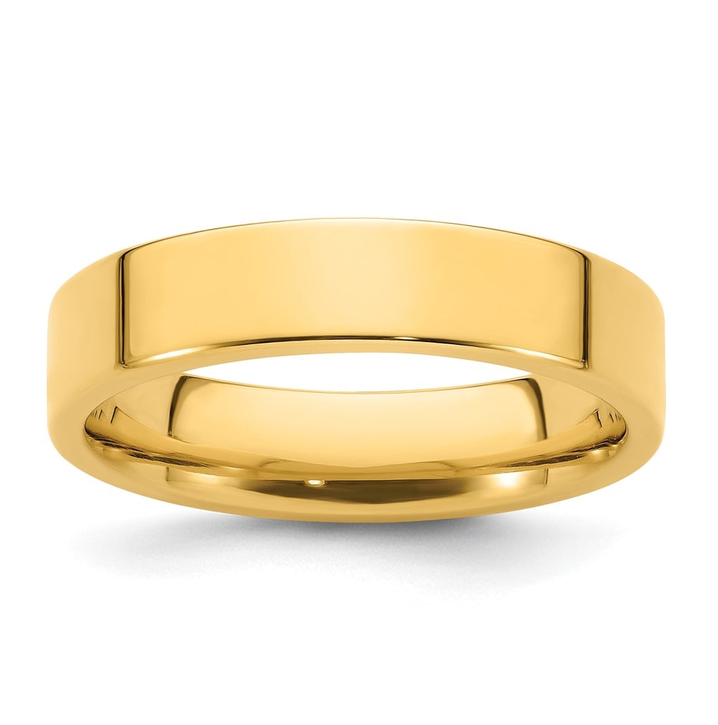 14k Yellow Gold 5mm Standard Weight Flat Comfort Fit Wedding Band Size 4.5