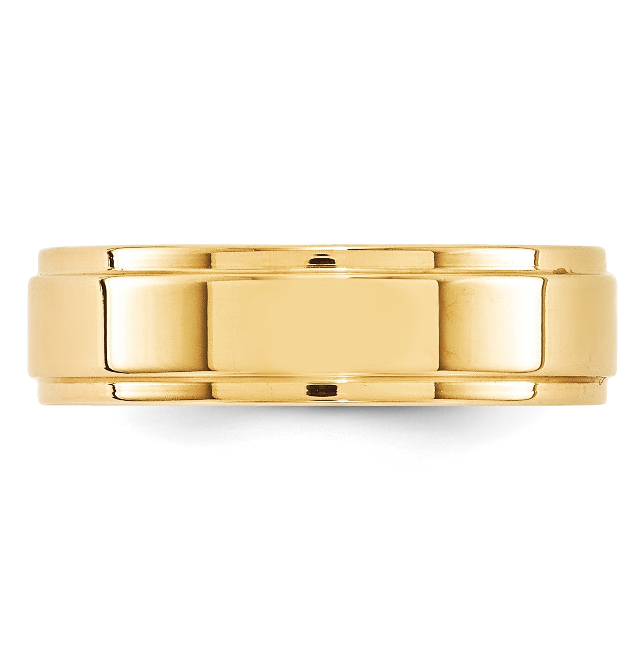 14k Yellow Gold 6mm Flat with Step Edge Wedding Band Size 5