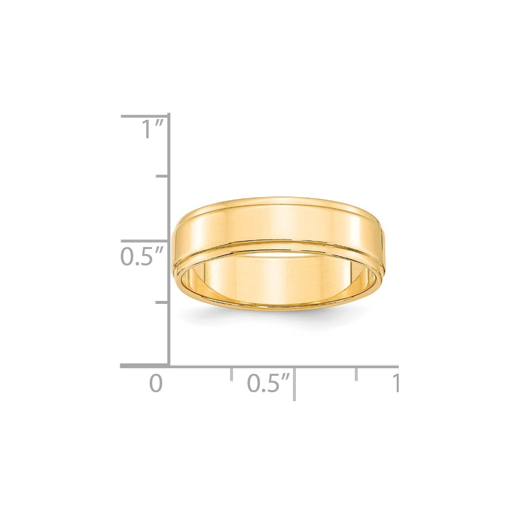 14k Yellow Or White Gold Flat with Step Edge Wedding Band