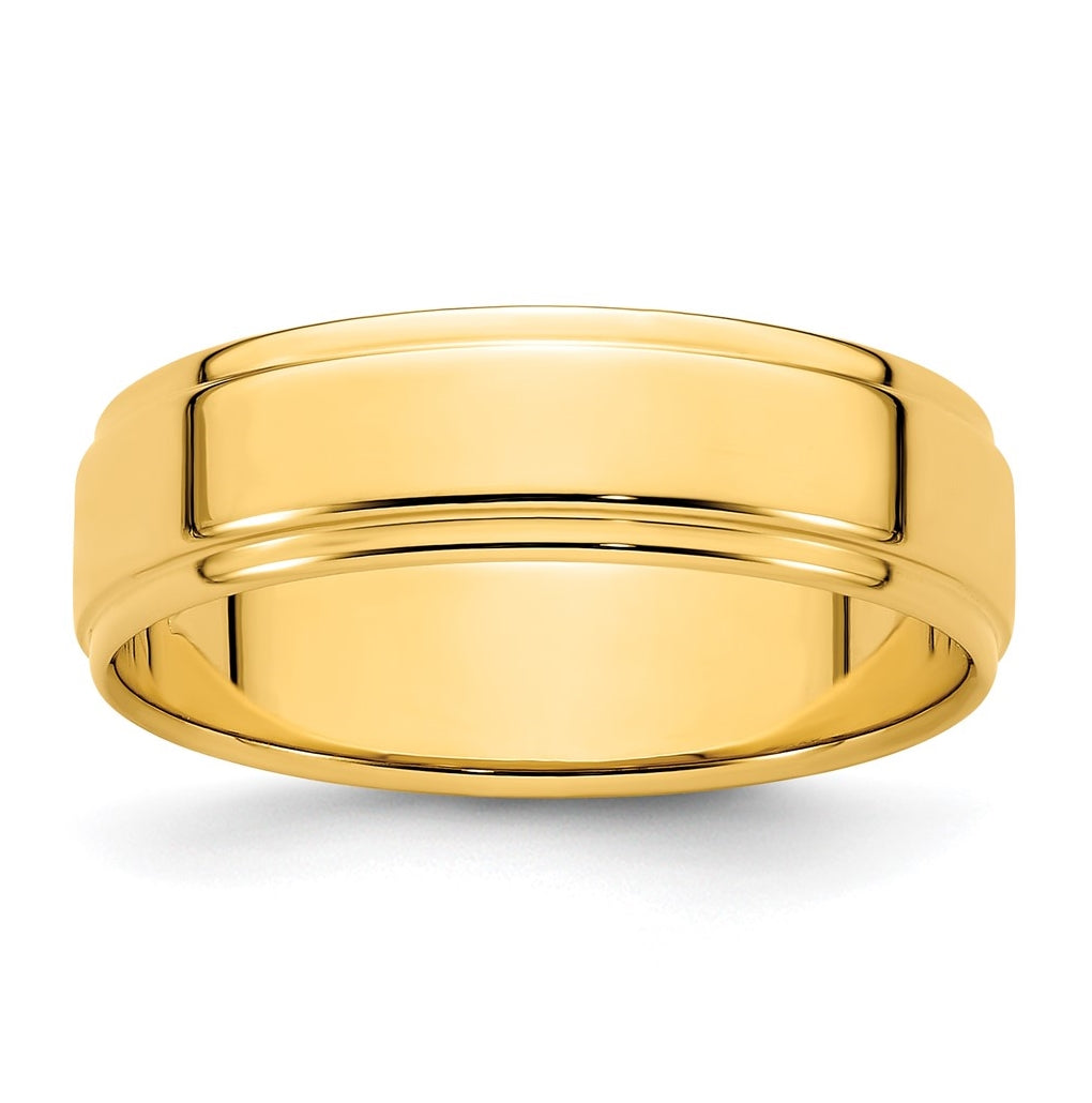 14k Yellow Gold 6mm Flat with Step Edge Wedding Band Size 4.5