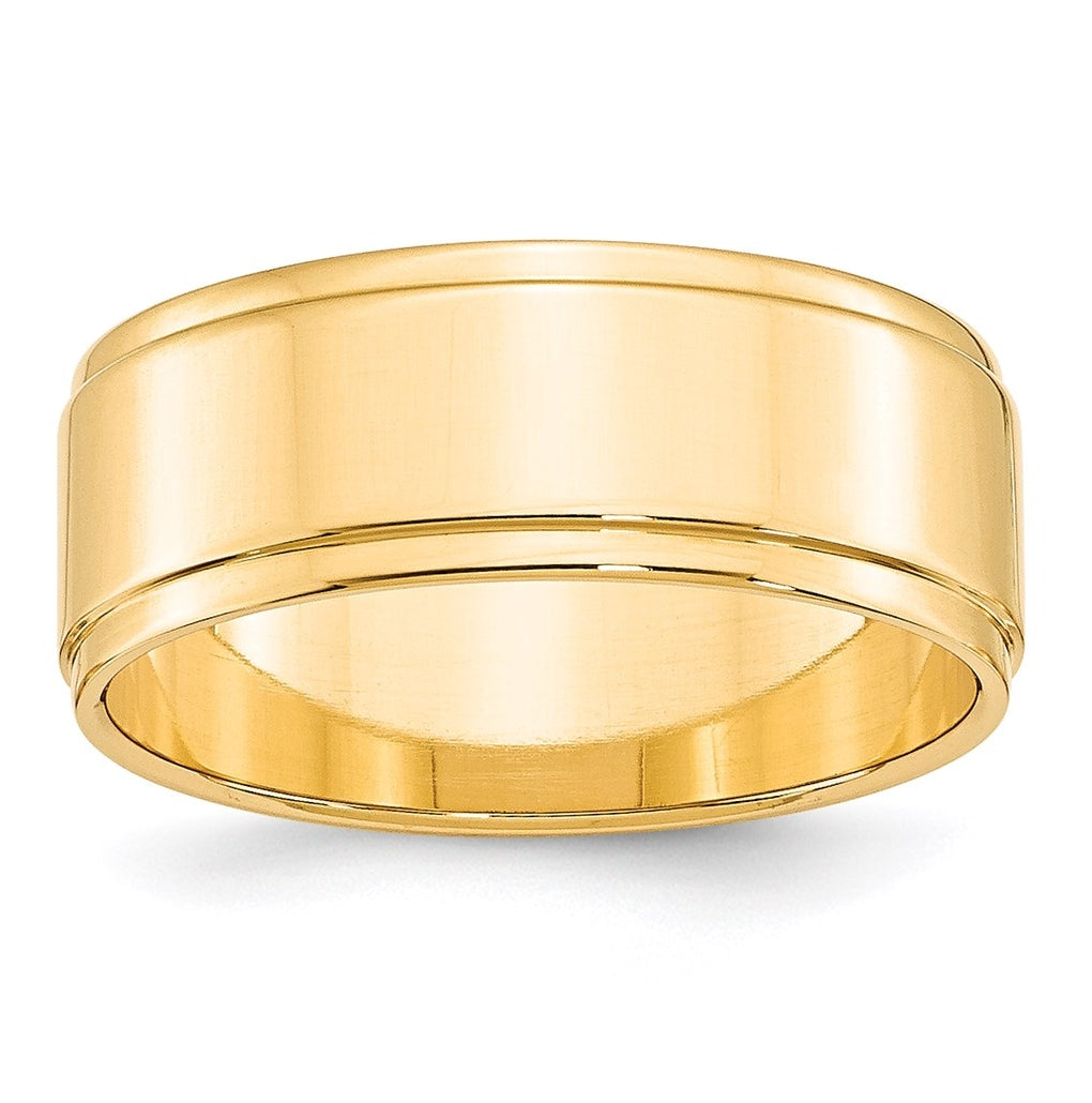 14k Yellow Or White Gold Flat with Step Edge Wedding Band