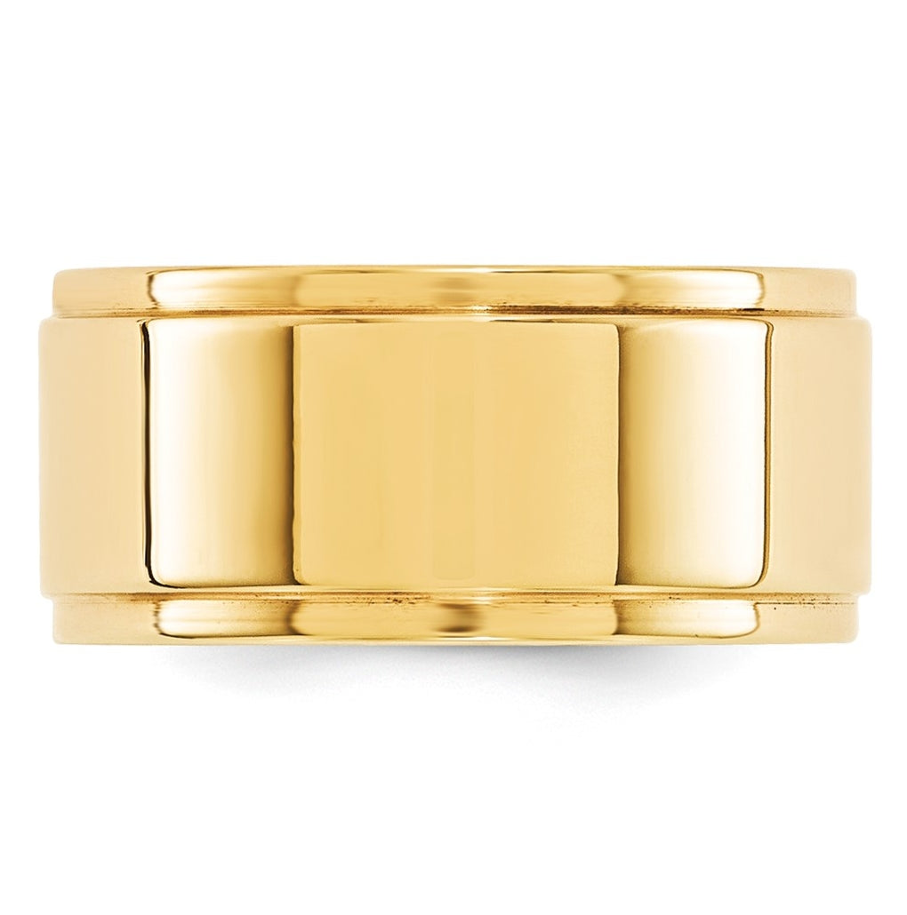 14k Yellow Or White Gold Flat with Step Edge Wedding Band