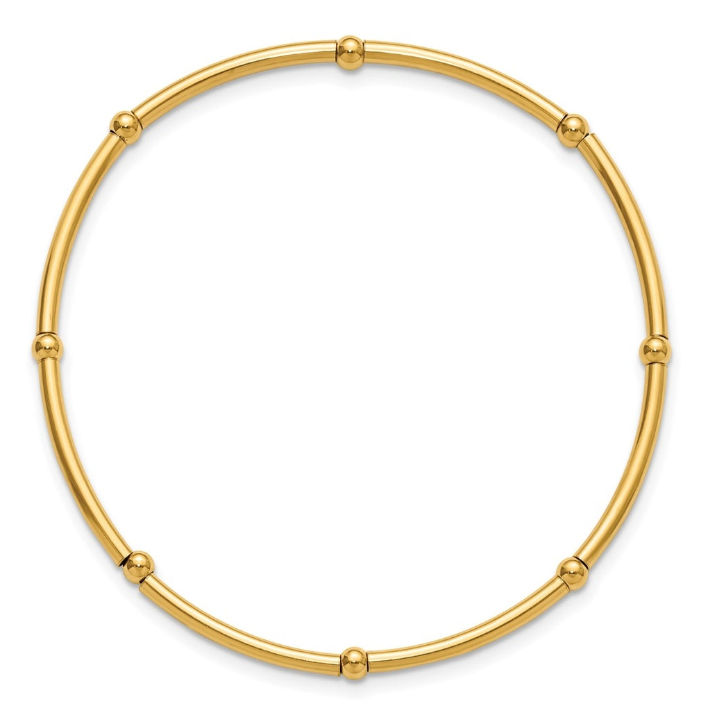 1/20 14K Gold Filled 3.0mm Beaded Tube 6.75in Stretch Bracelet