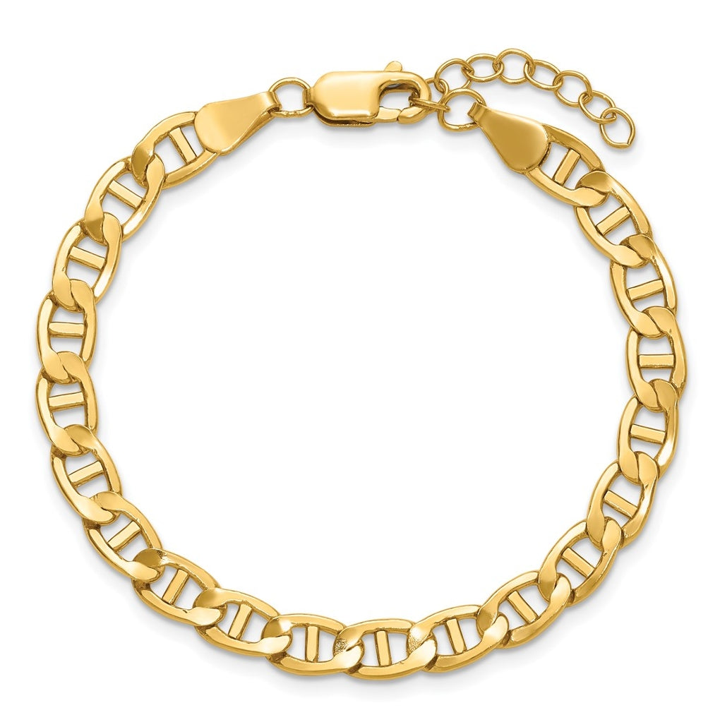 1/20 14K Gold Filled 5.40mm Mariner Link 6.5in with 1in ext. Bracelet