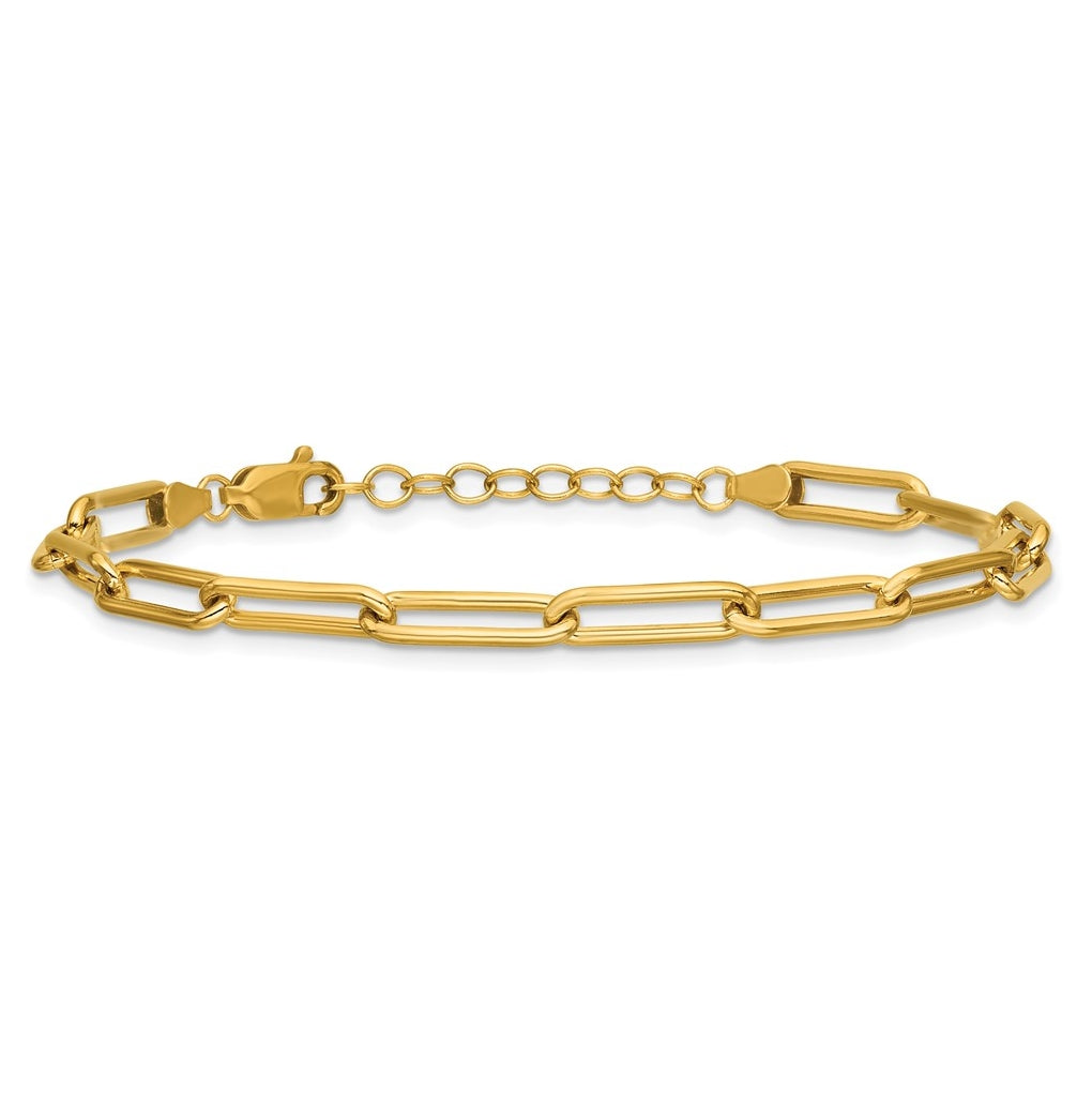 1/20 14K Gold Filled 4.10mm Paperclip Link 6.5in with 1in ext. Bracelet
