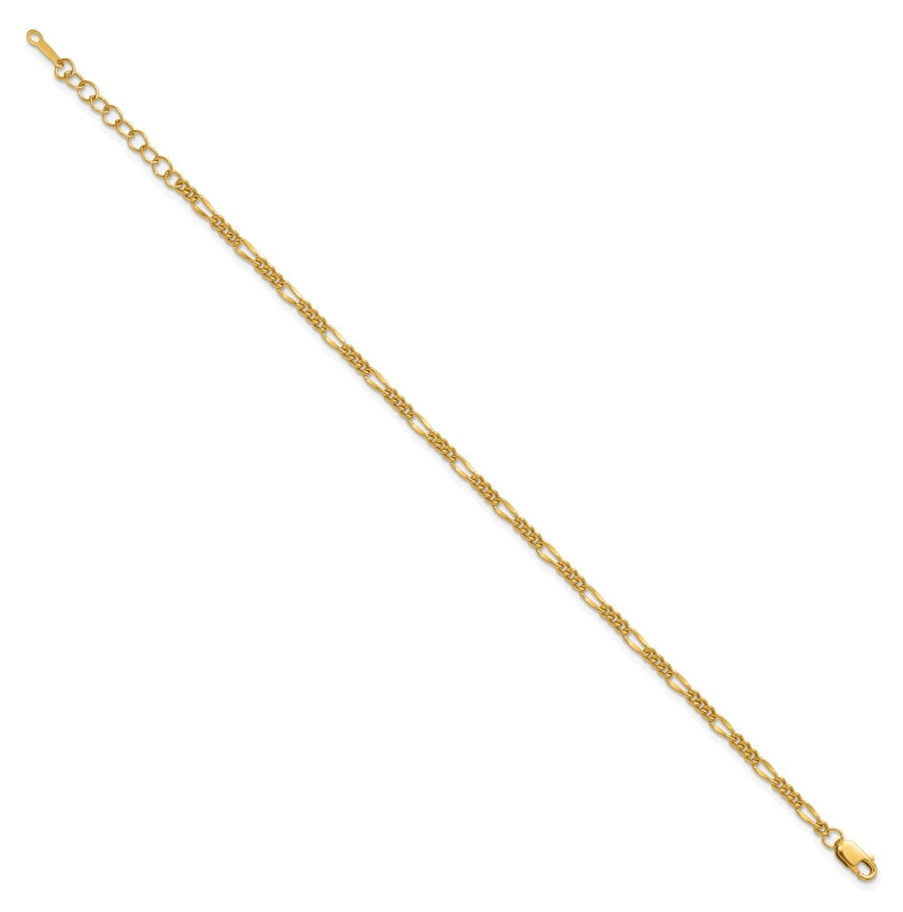 1/20 14K Gold Filled 2.20mm Figaro 6.5in with 1in ext. Bracelet