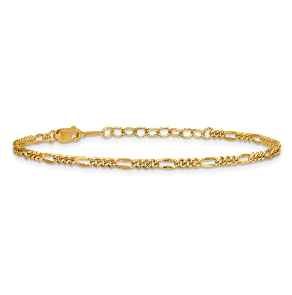 1/20 14K Gold Filled 2.20mm Figaro 6.5in with 1in ext. Bracelet