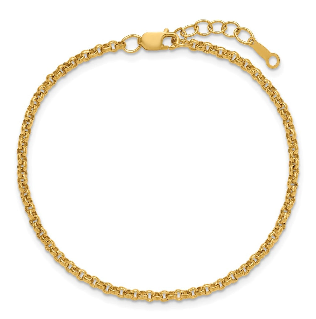 1/20 14K Gold Filled 2.50mm Rolo 6.5in with 1in ext. Bracelet