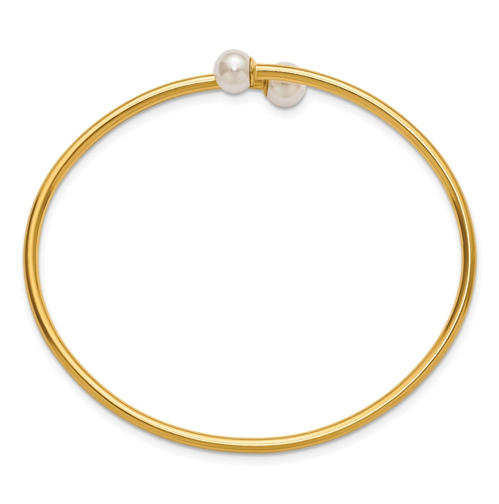 1/20 14K Gold Filled Crystal Simulated Pearl 2.25mm Flexible Bangle