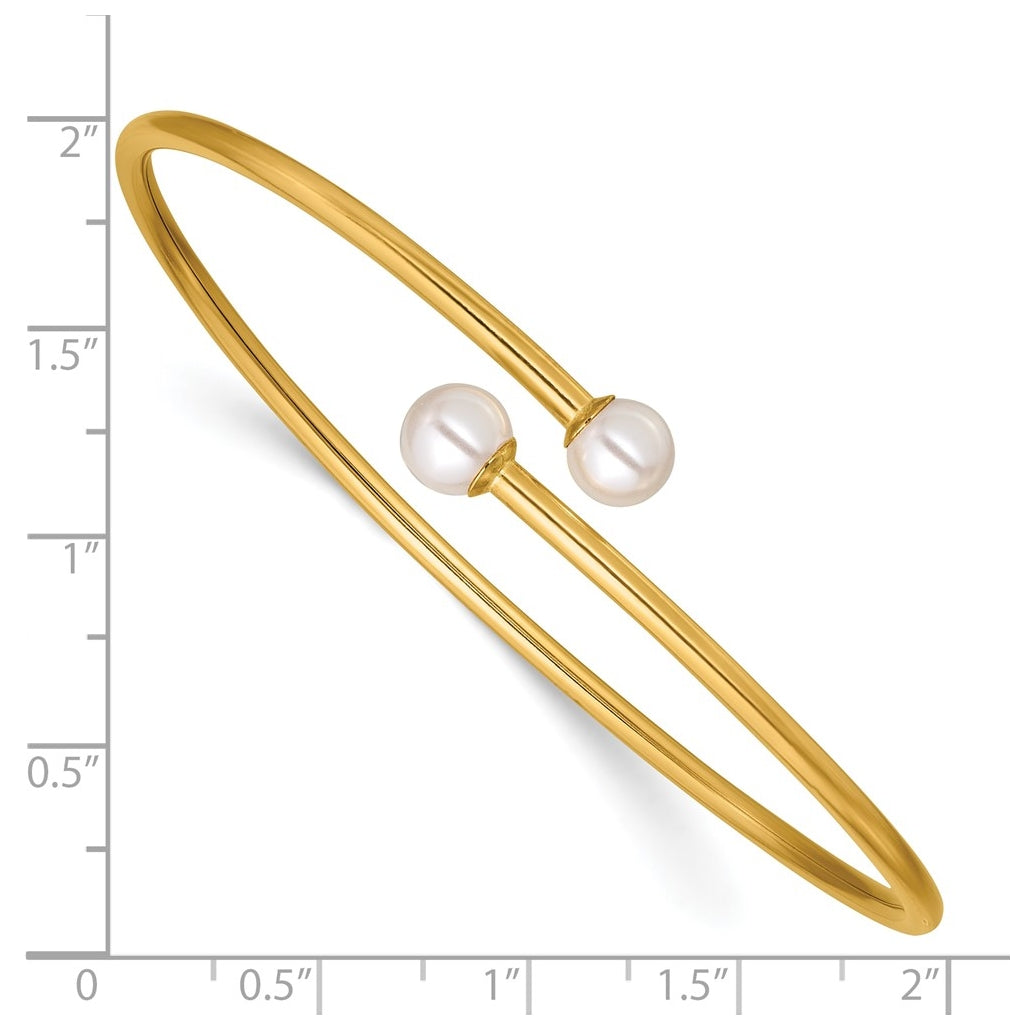 1/20 14K Gold Filled Crystal Simulated Pearl 2.25mm Flexible Bangle