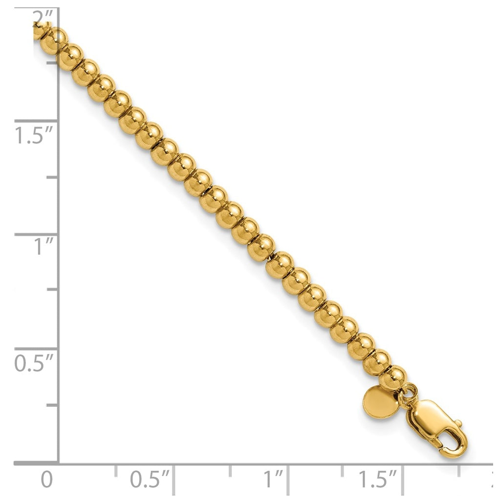 1/20 14K Gold Filled 3mm Beaded 7in w/1in ext. Bracelet