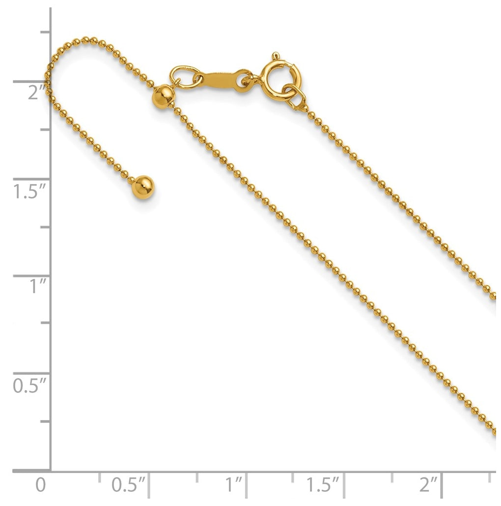 1/20 14K Gold Filled 1.0mm Adjustable Beaded 22in Chain