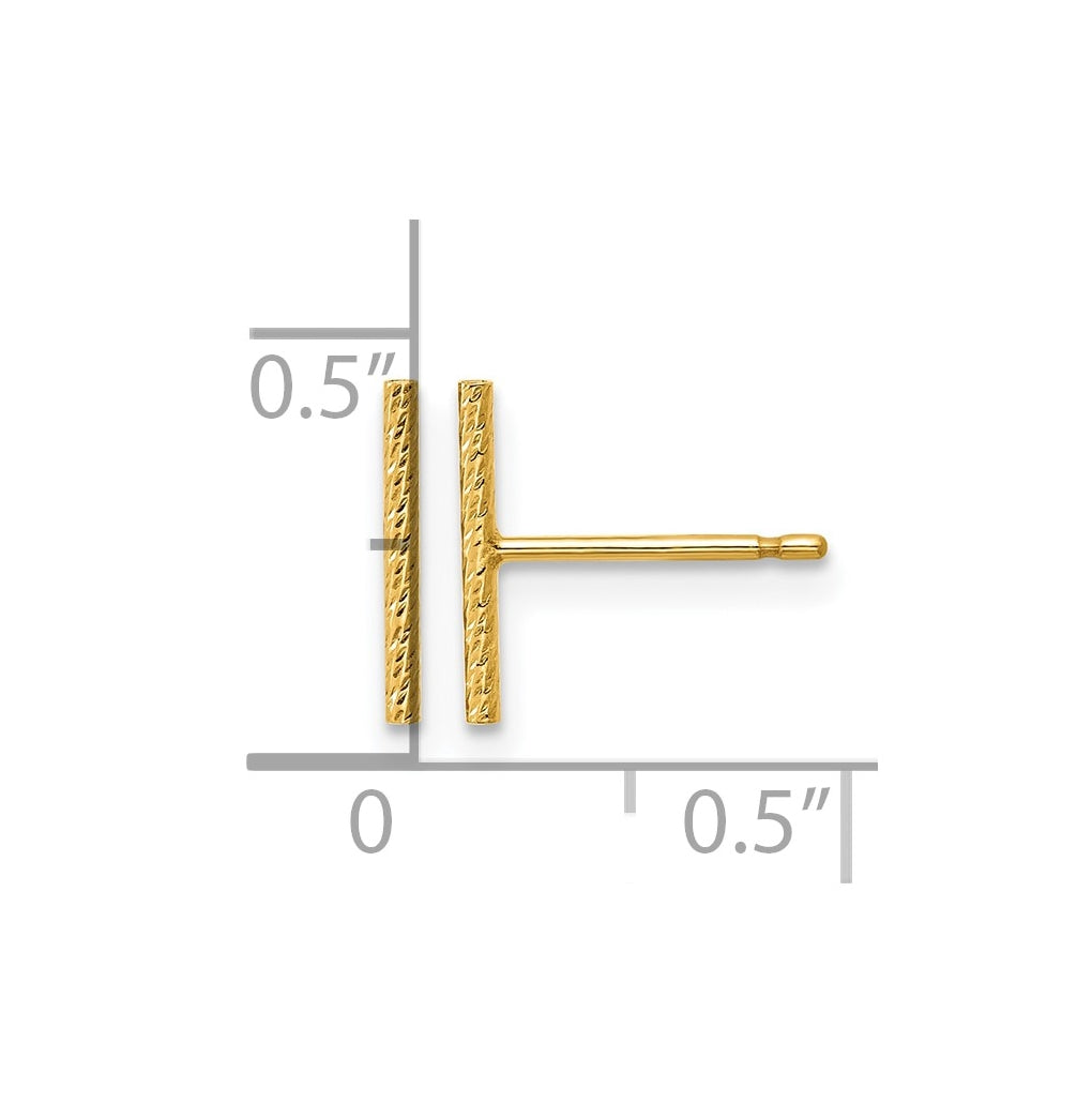 1/20 14K Gold Filled Sparkle 10mm Bar Post Earrings