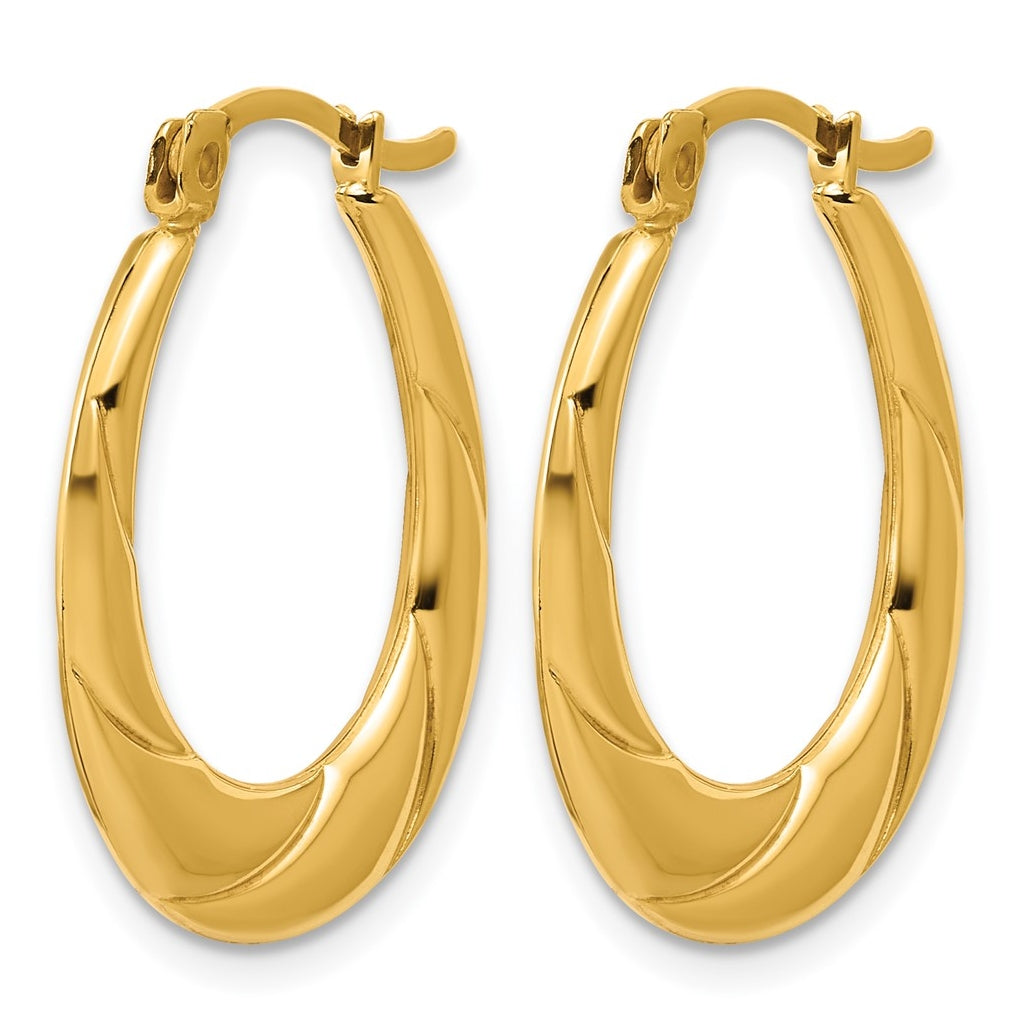 1/20 14K Gold Filled Twisted Edge Oval Hoop Earrings