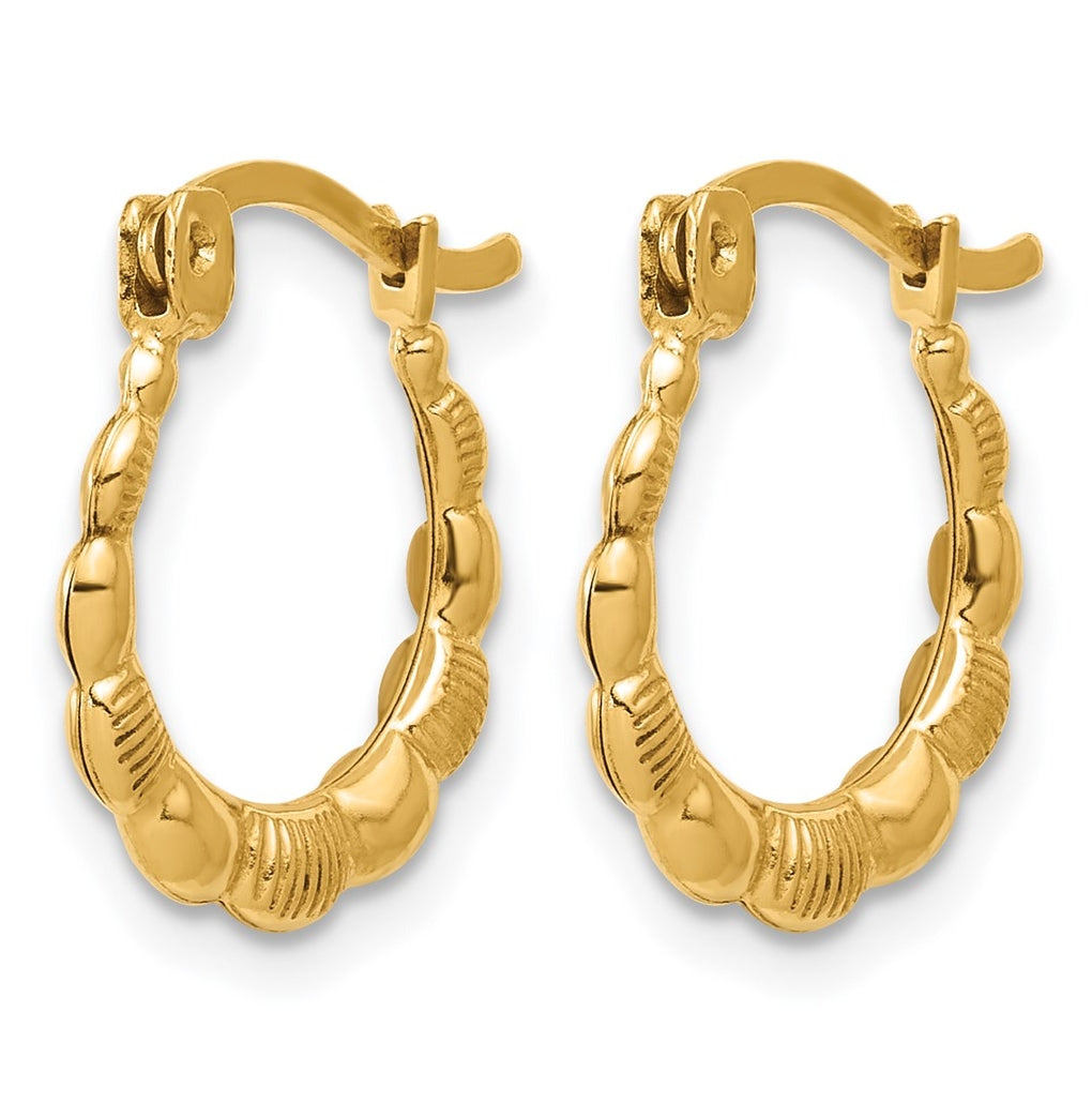 1/20 14K Gold Filled Textured and Scalloped Hoop Earrings