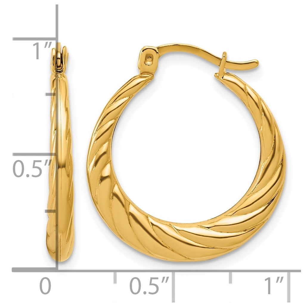 1/20 14K Gold Filled Twisted Graduated Hoop Earrings