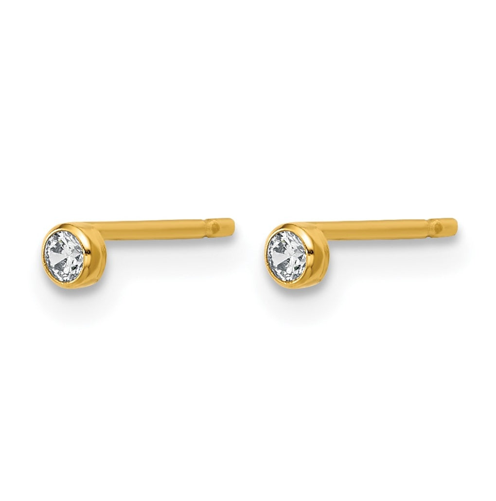 1/20 14K Gold Filled 2.50mm Cubic Zirconia Bezel Post Earrings