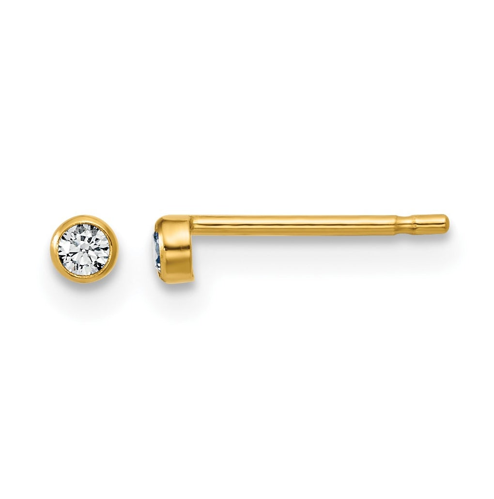 1/20 14K Gold Filled 2.50mm Cubic Zirconia Bezel Post Earrings