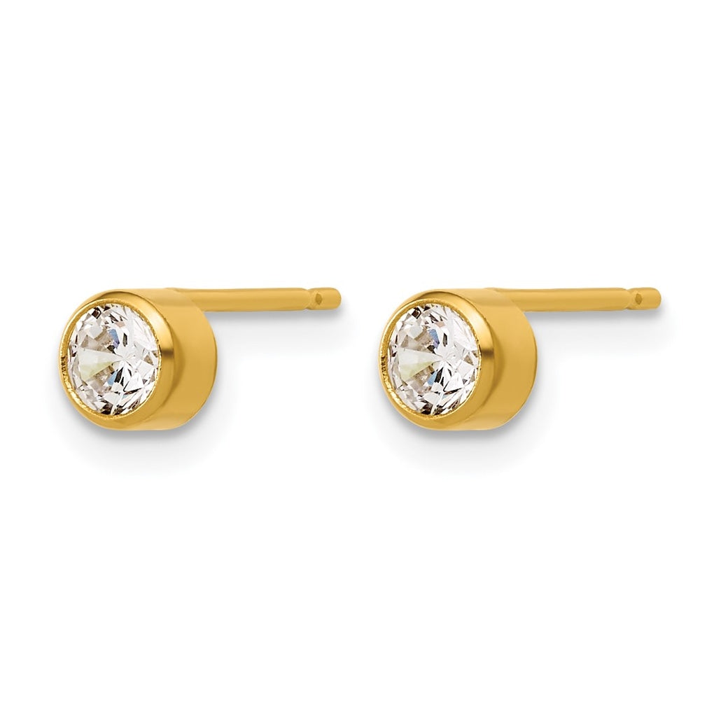 1/20 14K Gold Filled 4.50mm Cubic Zirconia Bezel Post Earrings