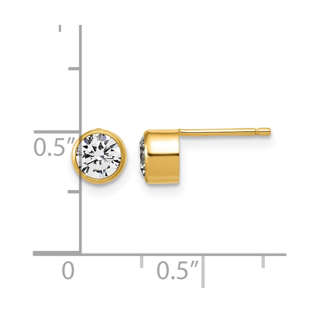 1/20 14K Gold Filled 5.60mm Cubic Zirconia Bezel Post Earrings