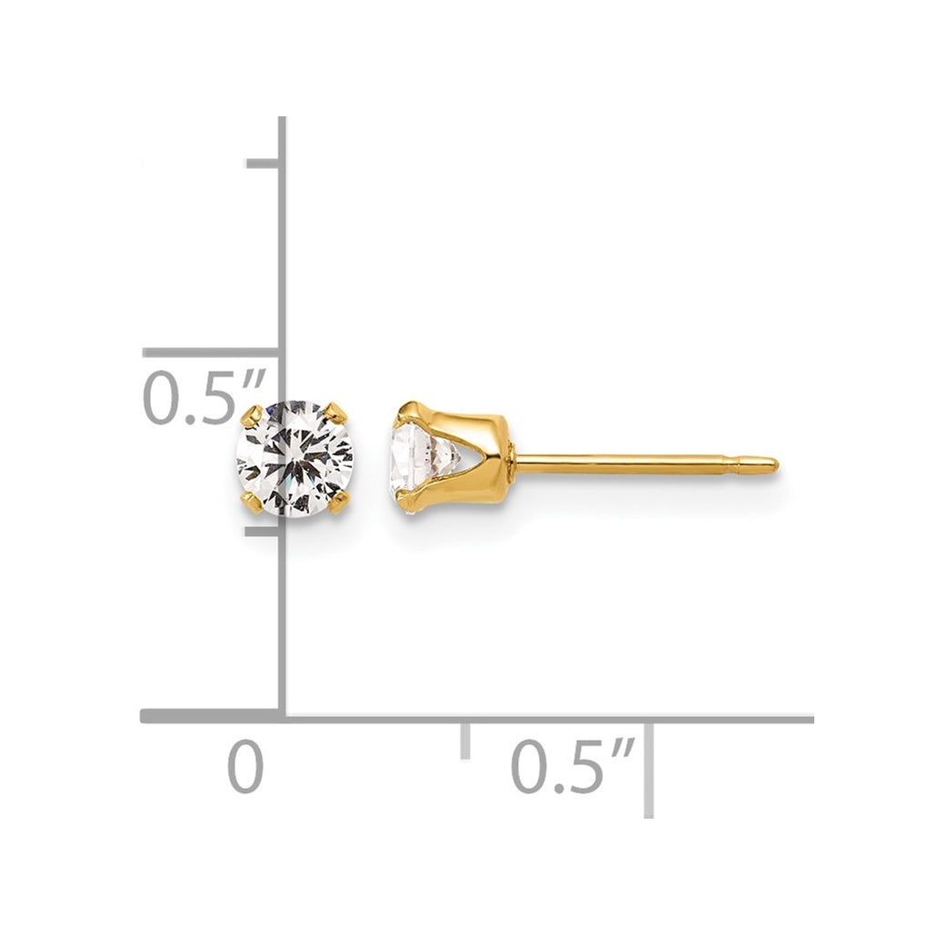 1/20 14K Gold Filled 4mm Cubic Zirconia Stud Post Earrings